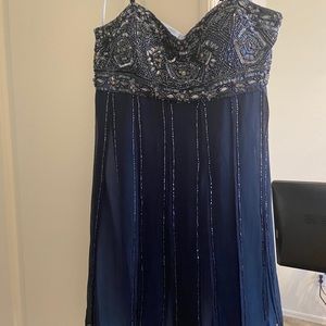 Adrianna Papell navy blue beaded dress size 8P
